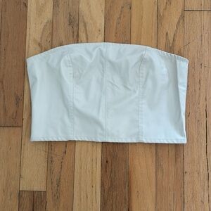 H&M DIVIDED | Bone White | Faux Leather Tube Top | Exposed Back Zip | size L